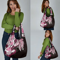 Monstera Plumeria Flowers Pink Grocery Bag Polynesian Pattern