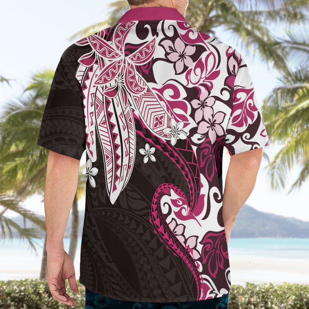 Monstera Plumeria Flowers Pink Hawaiian Shirt Polynesian Pattern LT01 - Polynesian Pride