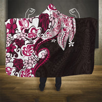 Monstera Plumeria Flowers Pink Hooded Blanket Polynesian Pattern LT01 - Polynesian Pride