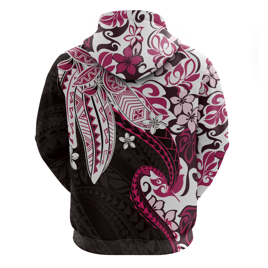 Monstera Plumeria Flowers Pink Hoodie Polynesian Pattern LT01 - Polynesian Pride