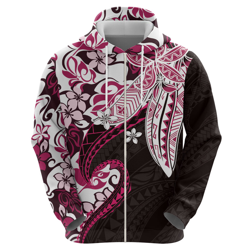 Monstera Plumeria Flowers Pink Hoodie Polynesian Pattern LT01 - Polynesian Pride