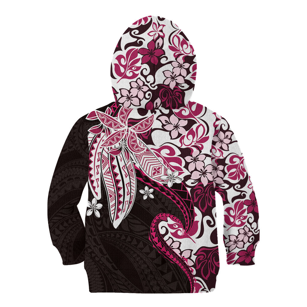 Monstera Plumeria Flowers Pink Kid Hoodie Polynesian Pattern LT01 - Polynesian Pride