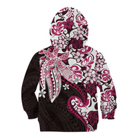 Monstera Plumeria Flowers Pink Kid Hoodie Polynesian Pattern LT01 - Polynesian Pride