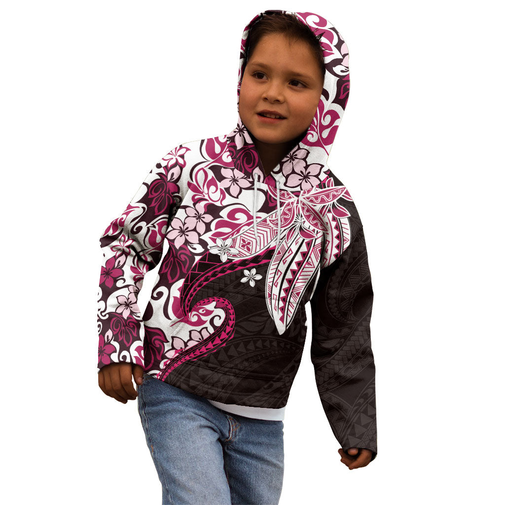 Monstera Plumeria Flowers Pink Kid Hoodie Polynesian Pattern LT01 - Polynesian Pride