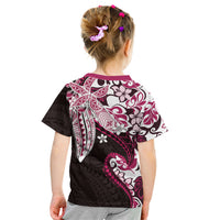 Monstera Plumeria Flowers Pink Kid T Shirt Polynesian Pattern LT01 - Polynesian Pride