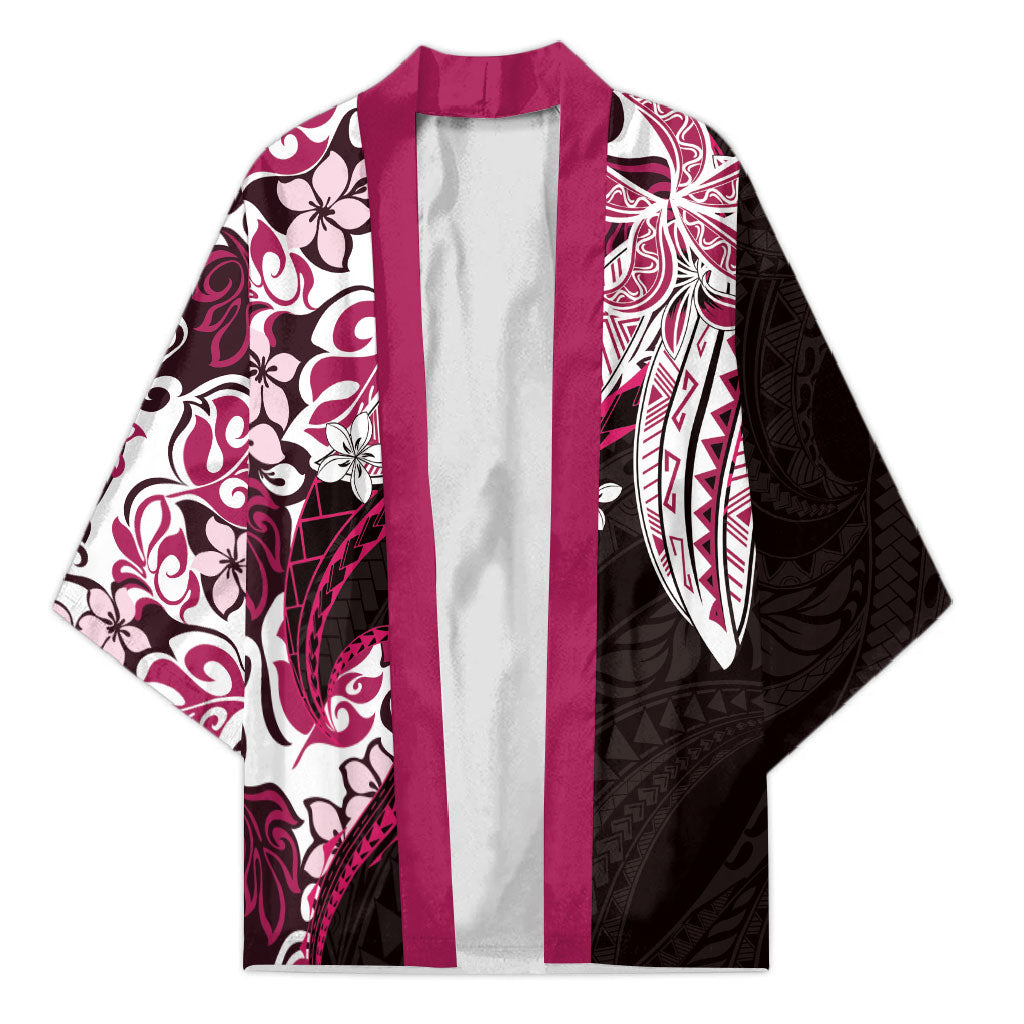 Monstera Plumeria Flowers Pink Kimono Polynesian Pattern LT01 Unisex Pink - Polynesian Pride