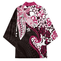 Monstera Plumeria Flowers Pink Kimono Polynesian Pattern LT01 - Polynesian Pride