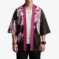 Monstera Plumeria Flowers Pink Kimono Polynesian Pattern LT01 - Polynesian Pride