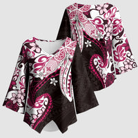 Monstera Plumeria Flowers Pink Kimono Sleeve Blouse Polynesian Pattern LT01 - Polynesian Pride