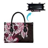 Monstera Plumeria Flowers Pink Leather Bag Polynesian Pattern LT01 - Polynesian Pride