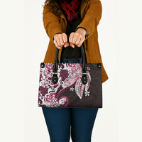 Monstera Plumeria Flowers Pink Leather Bag Polynesian Pattern LT01 - Polynesian Pride