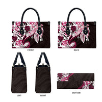 Monstera Plumeria Flowers Pink Leather Bag Polynesian Pattern LT01 - Polynesian Pride