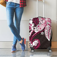 Monstera Plumeria Flowers Pink Luggage Cover Polynesian Pattern LT01 - Polynesian Pride
