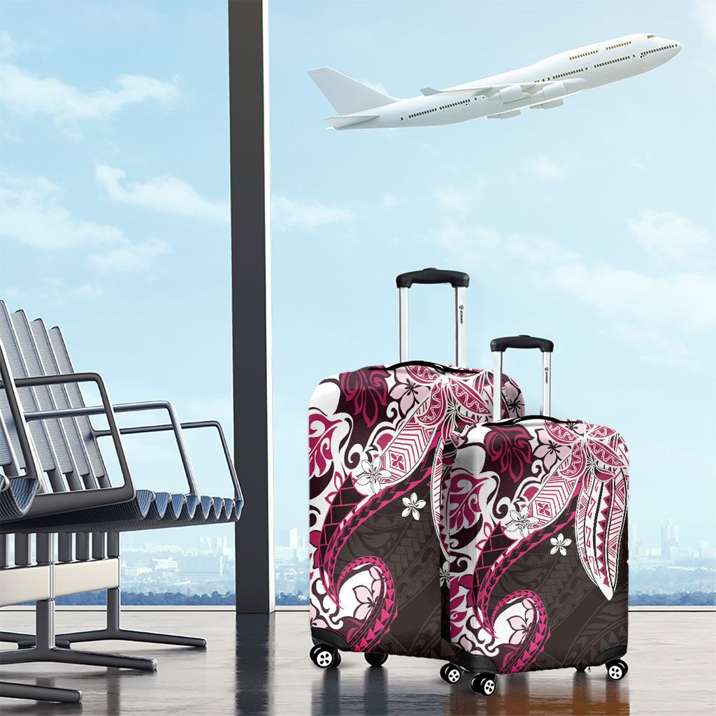 Monstera Plumeria Flowers Pink Luggage Cover Polynesian Pattern LT01 - Polynesian Pride