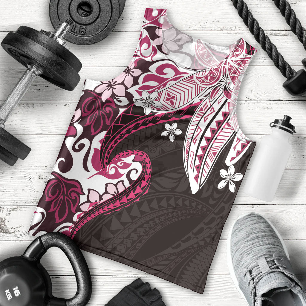 Monstera Plumeria Flowers Pink Men Tank Top Polynesian Pattern LT01 - Polynesian Pride