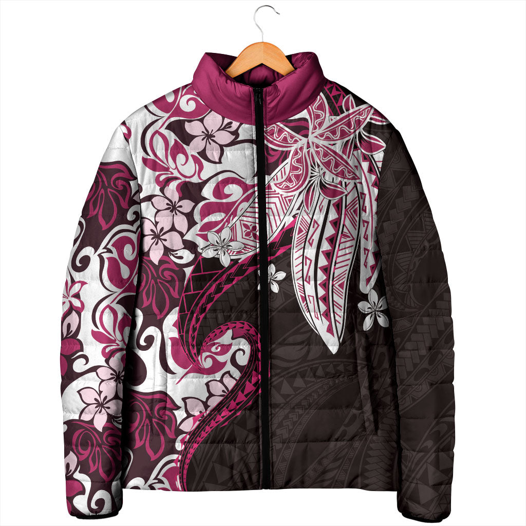 Monstera Plumeria Flowers Pink Padded Jacket Polynesian Pattern LT01 - Polynesian Pride
