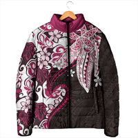 Monstera Plumeria Flowers Pink Padded Jacket Polynesian Pattern LT01 - Polynesian Pride