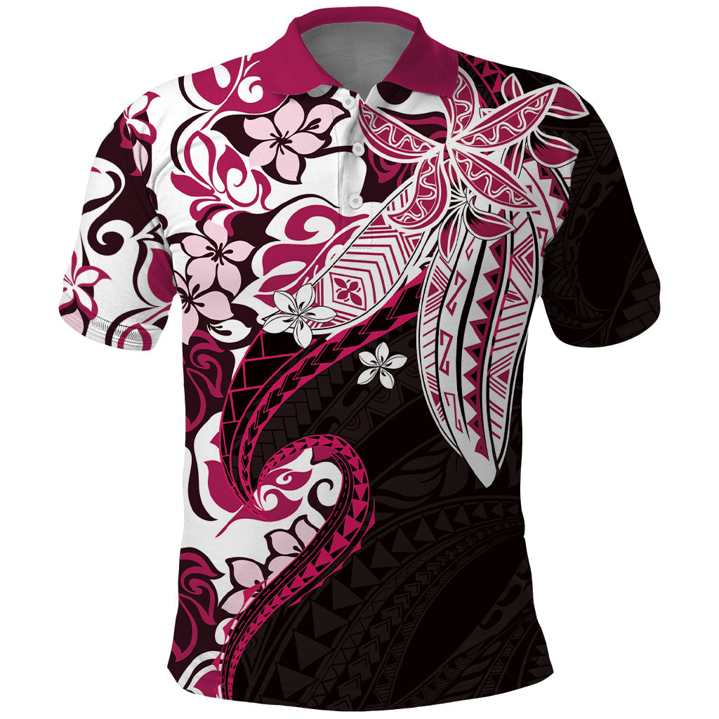 Monstera Plumeria Flowers Pink Polo Shirt Polynesian Pattern LT01 Pink - Polynesian Pride