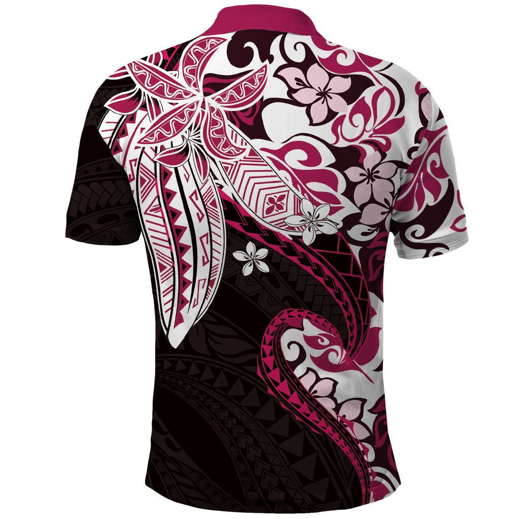 Monstera Plumeria Flowers Pink Polo Shirt Polynesian Pattern LT01 - Polynesian Pride