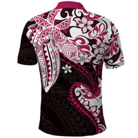 Monstera Plumeria Flowers Pink Polo Shirt Polynesian Pattern LT01 - Polynesian Pride