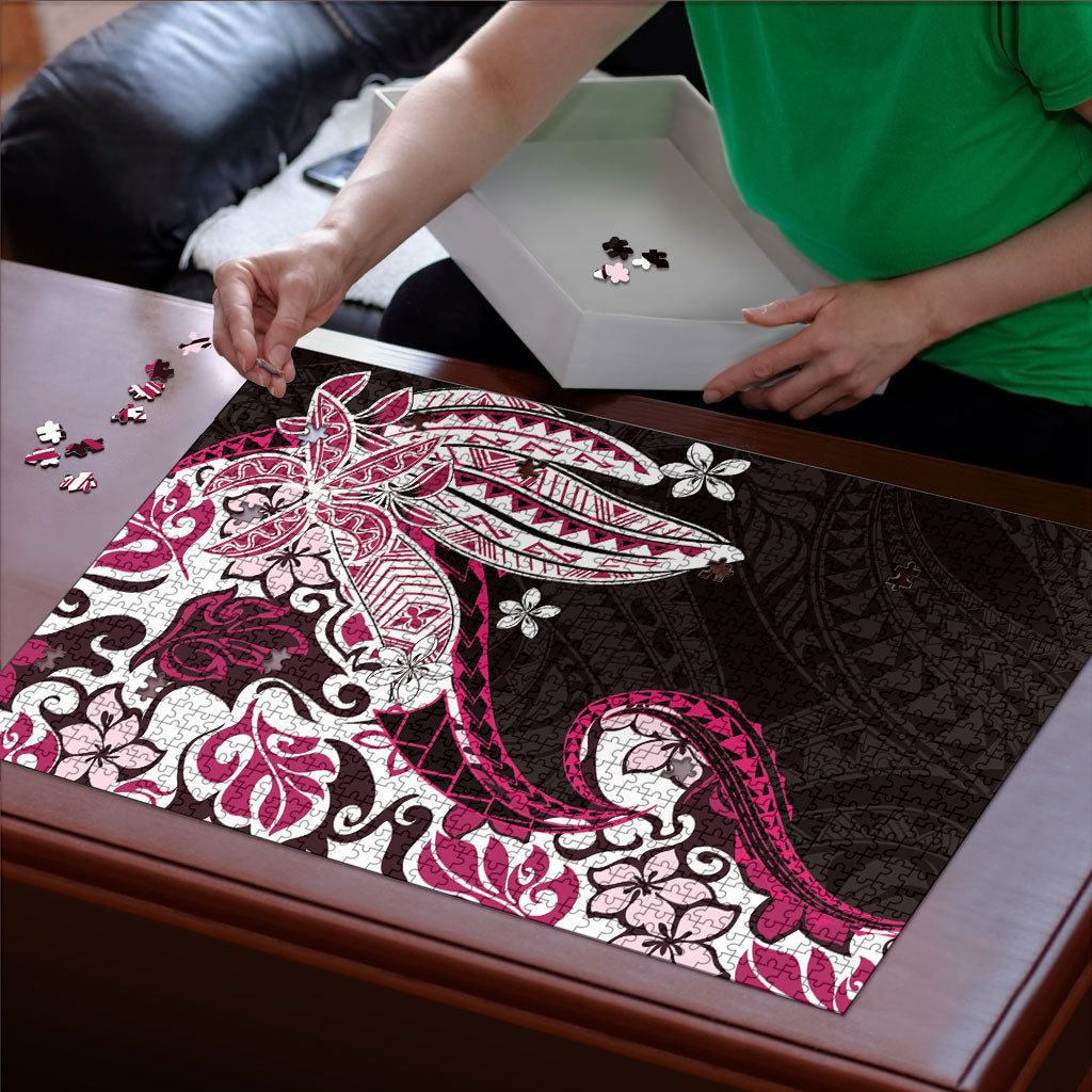 Monstera Plumeria Flowers Pink Puzzle Polynesian Pattern LT01 - Polynesian Pride