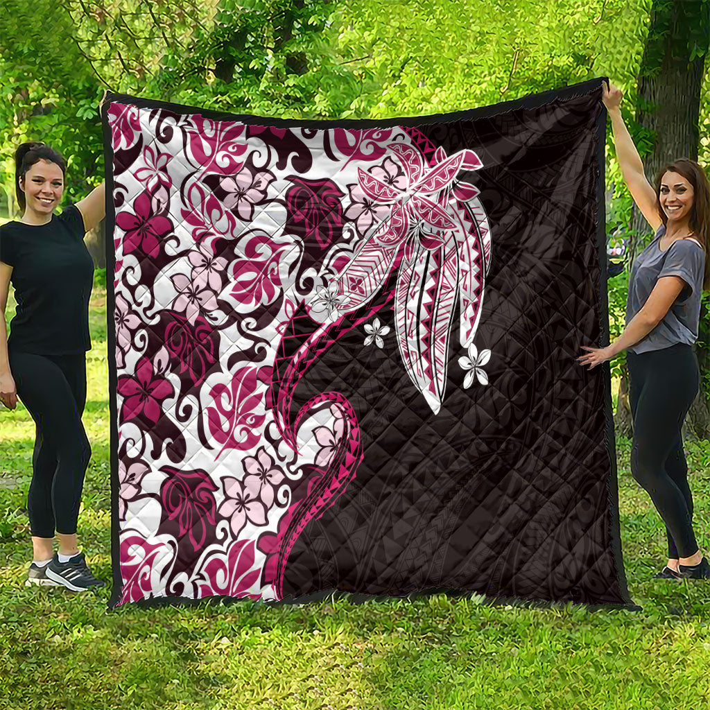 Monstera Plumeria Flowers Pink Quilt Polynesian Pattern LT01 - Polynesian Pride