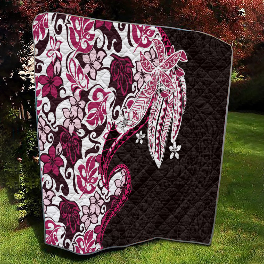 Monstera Plumeria Flowers Pink Quilt Polynesian Pattern LT01 - Polynesian Pride