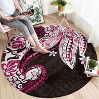 Monstera Plumeria Flowers Pink Round Carpet Polynesian Pattern LT01 - Polynesian Pride
