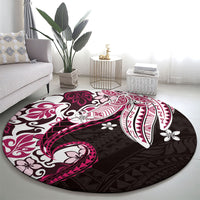 Monstera Plumeria Flowers Pink Round Carpet Polynesian Pattern LT01 - Polynesian Pride
