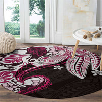 Monstera Plumeria Flowers Pink Round Carpet Polynesian Pattern LT01 - Polynesian Pride