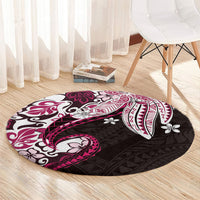 Monstera Plumeria Flowers Pink Round Carpet Polynesian Pattern LT01 - Polynesian Pride