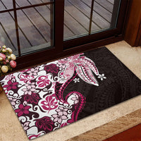 Monstera Plumeria Flowers Pink Rubber Doormat Polynesian Pattern LT01 - Polynesian Pride