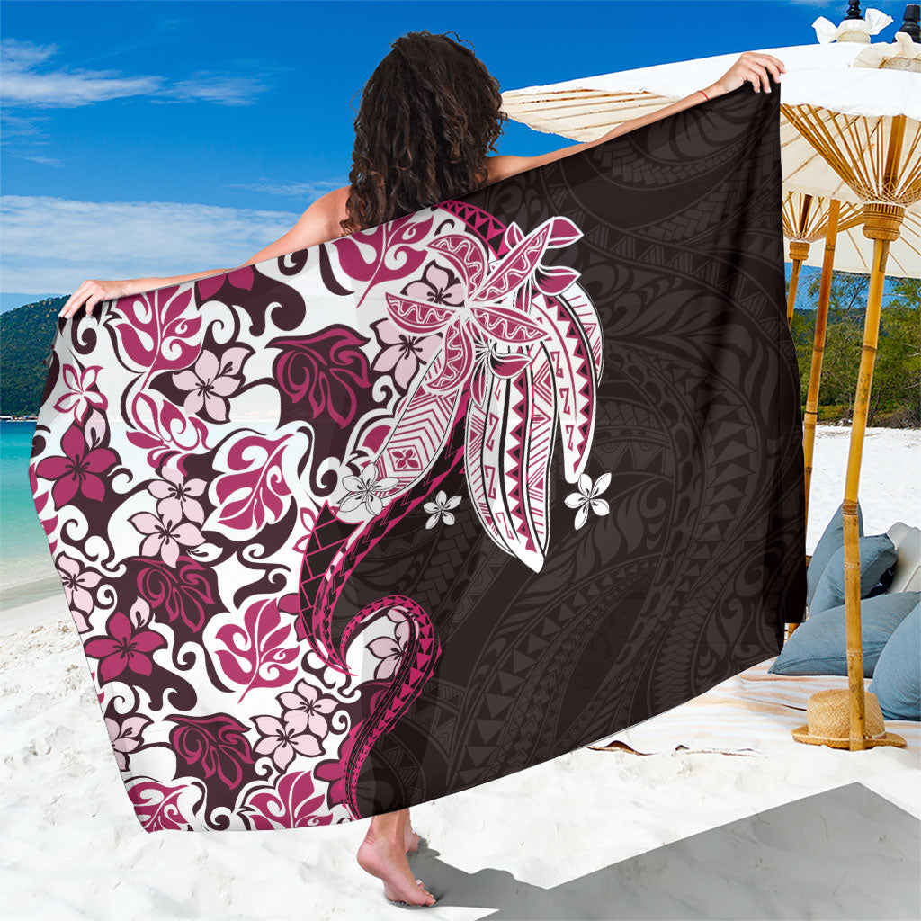 Monstera Plumeria Flowers Pink Sarong Polynesian Pattern LT01 One Size 44 x 66 inches Pink - Polynesian Pride