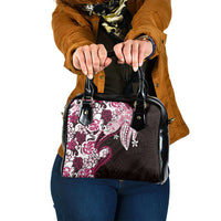 Monstera Plumeria Flowers Pink Shoulder Handbag Polynesian Pattern LT01 One Size Pink - Polynesian Pride