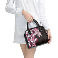 Monstera Plumeria Flowers Pink Shoulder Handbag Polynesian Pattern LT01 - Polynesian Pride