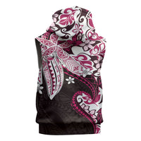 Monstera Plumeria Flowers Pink Sleeveless Zip Hoodie Polynesian Pattern LT01 - Polynesian Pride