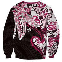 Monstera Plumeria Flowers Pink Sweatshirt Polynesian Pattern LT01 - Polynesian Pride