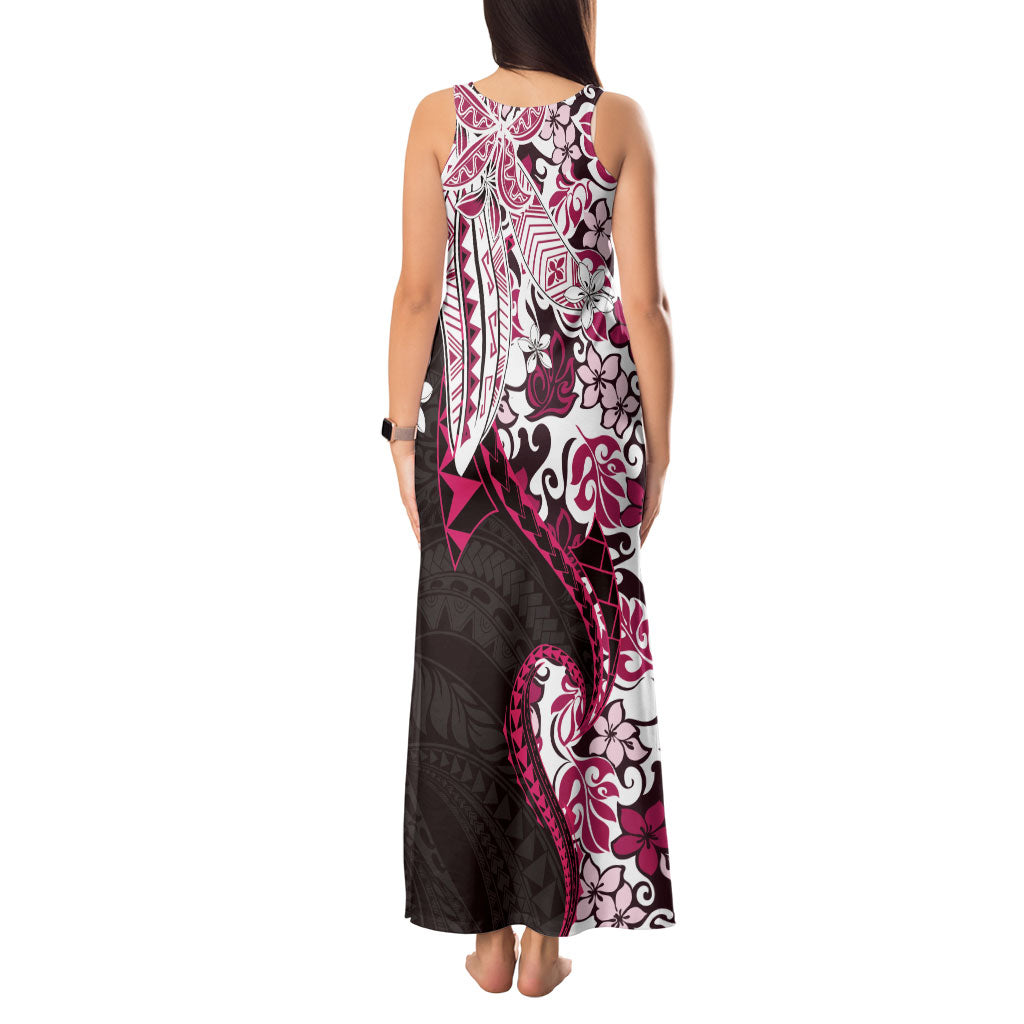 Monstera Plumeria Flowers Pink Tank Maxi Dress Polynesian Pattern LT01 - Polynesian Pride