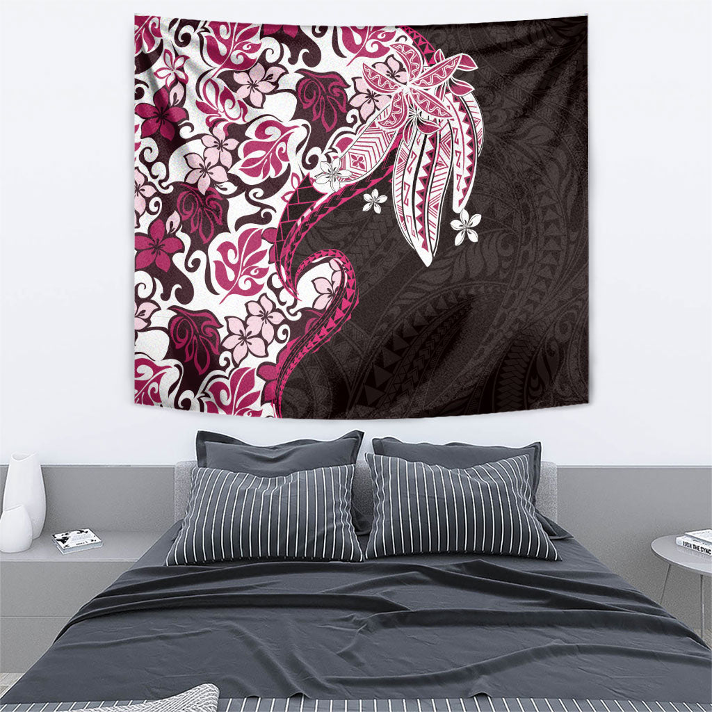 Monstera Plumeria Flowers Pink Tapestry Polynesian Pattern LT01 - Polynesian Pride