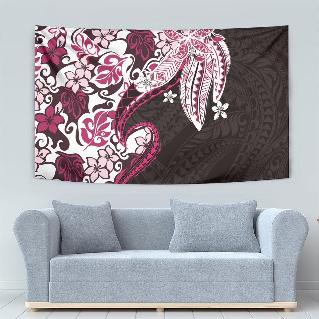 Monstera Plumeria Flowers Pink Tapestry Polynesian Pattern LT01 - Polynesian Pride