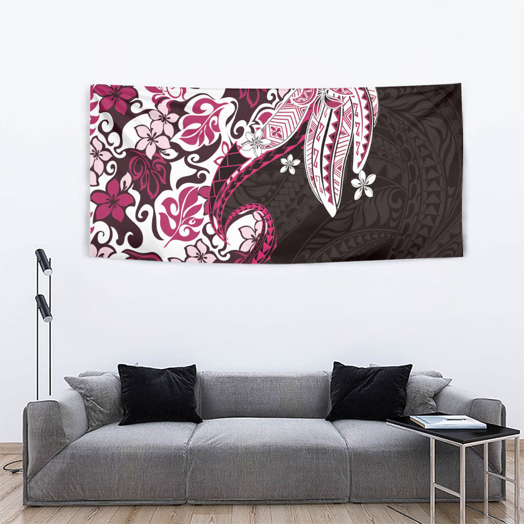 Monstera Plumeria Flowers Pink Tapestry Polynesian Pattern LT01 - Polynesian Pride