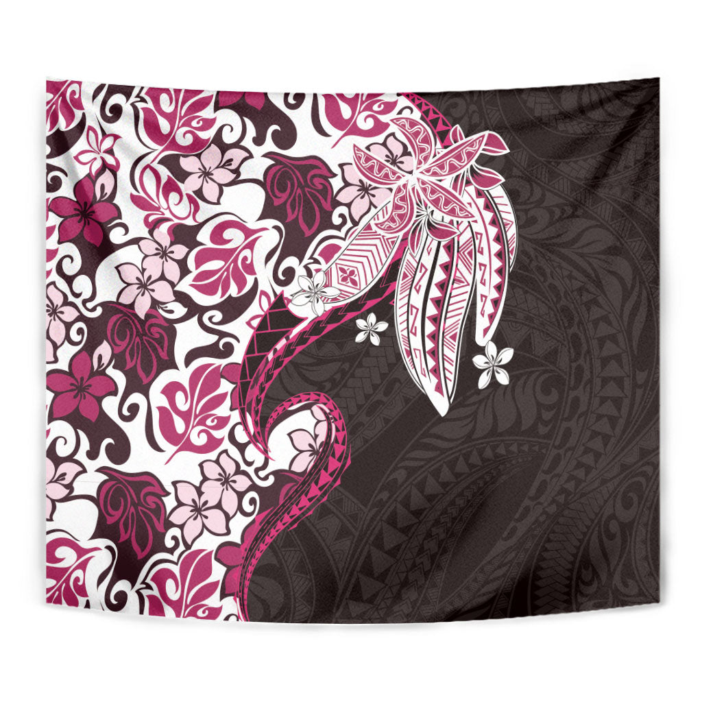 Monstera Plumeria Flowers Pink Tapestry Polynesian Pattern LT01 - Polynesian Pride