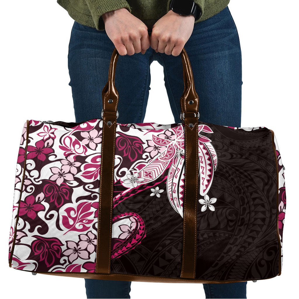 Monstera Plumeria Flowers Pink Travel Bag Polynesian Pattern LT01 Pink - Polynesian Pride