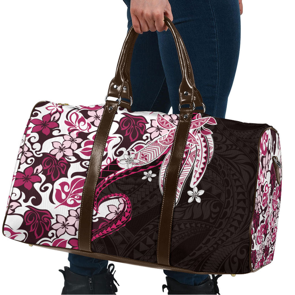 Monstera Plumeria Flowers Pink Travel Bag Polynesian Pattern LT01 - Polynesian Pride