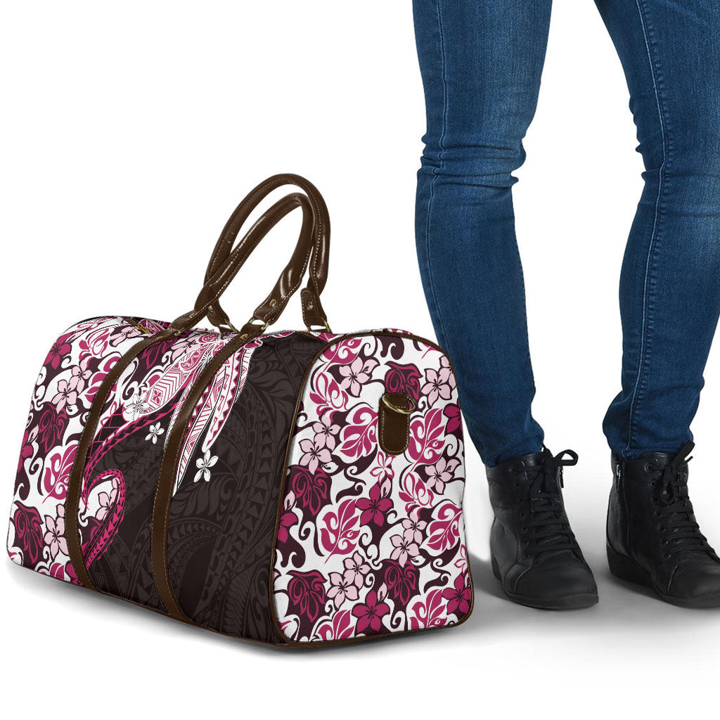 Monstera Plumeria Flowers Pink Travel Bag Polynesian Pattern LT01 - Polynesian Pride