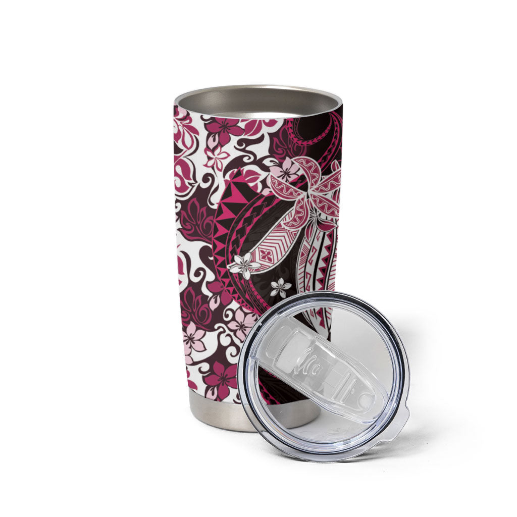 Monstera Plumeria Flowers Pink Tumbler Cup Polynesian Pattern LT01 - Polynesian Pride