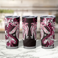 Monstera Plumeria Flowers Pink Tumbler Cup Polynesian Pattern LT01 - Polynesian Pride