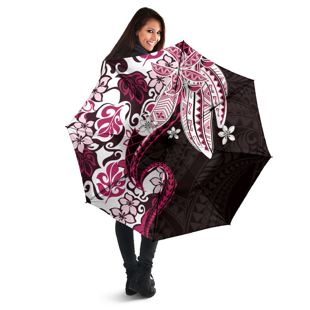 Monstera Plumeria Flowers Pink Umbrella Polynesian Pattern LT01 - Polynesian Pride