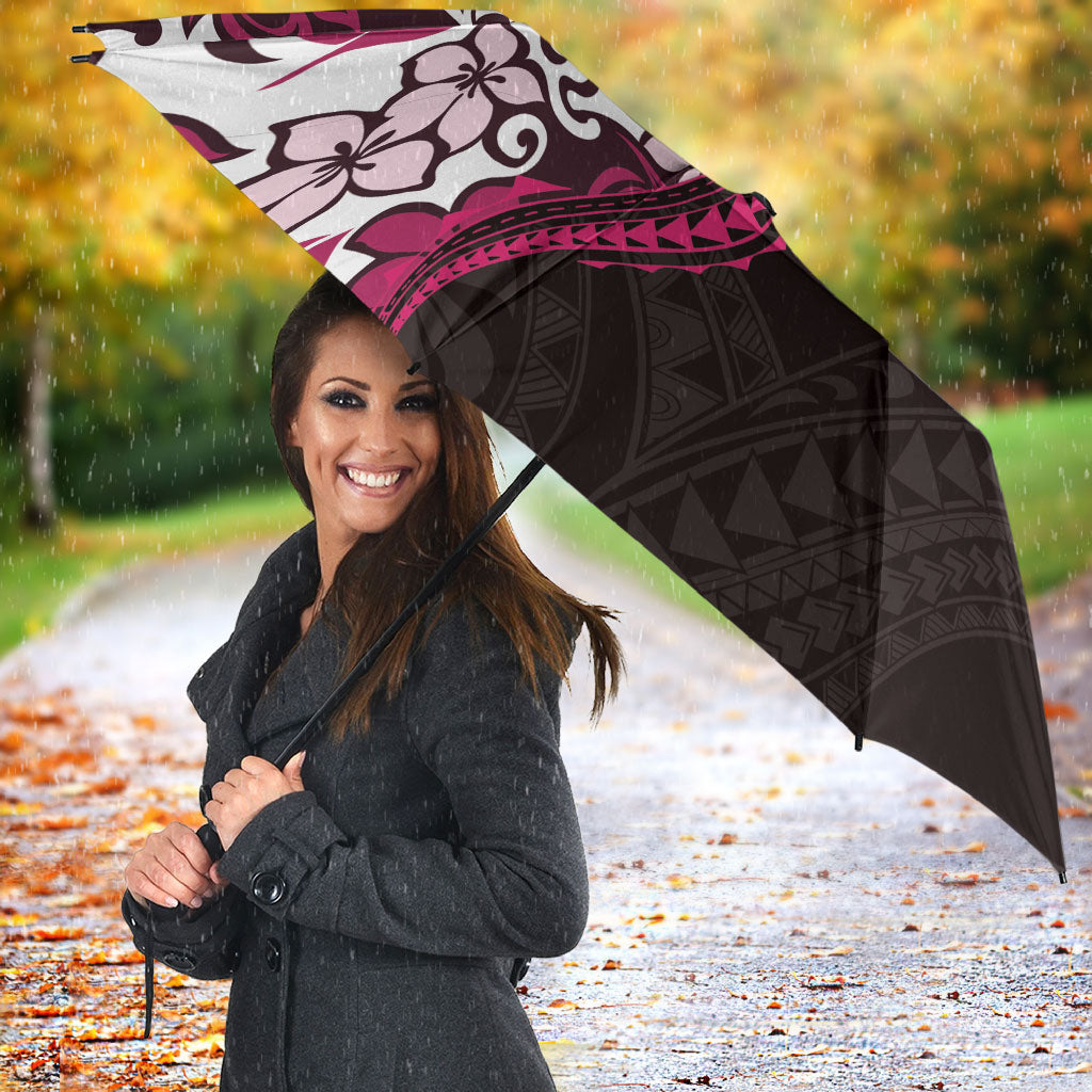 Monstera Plumeria Flowers Pink Umbrella Polynesian Pattern LT01 - Polynesian Pride