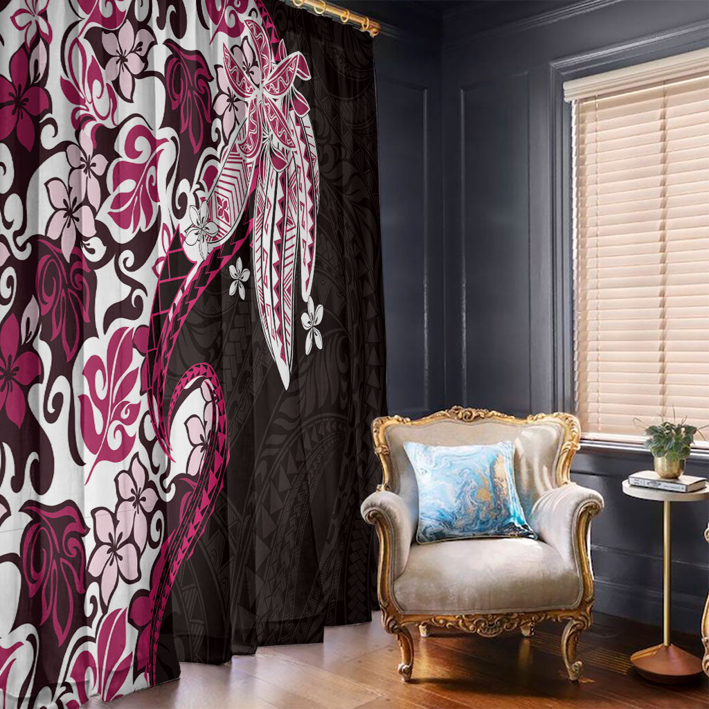 Monstera Plumeria Flowers Pink Window Curtain Polynesian Pattern LT01 - Polynesian Pride